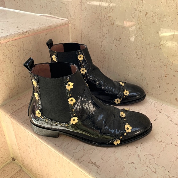 RED Valentino Patent Leather Daisy Ankle Boots - Picture 2 of 12